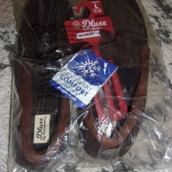 Mens Large 11/12 Dearfoams Memory Foam Slippers New with tags house shoes - Picture 3 of 3